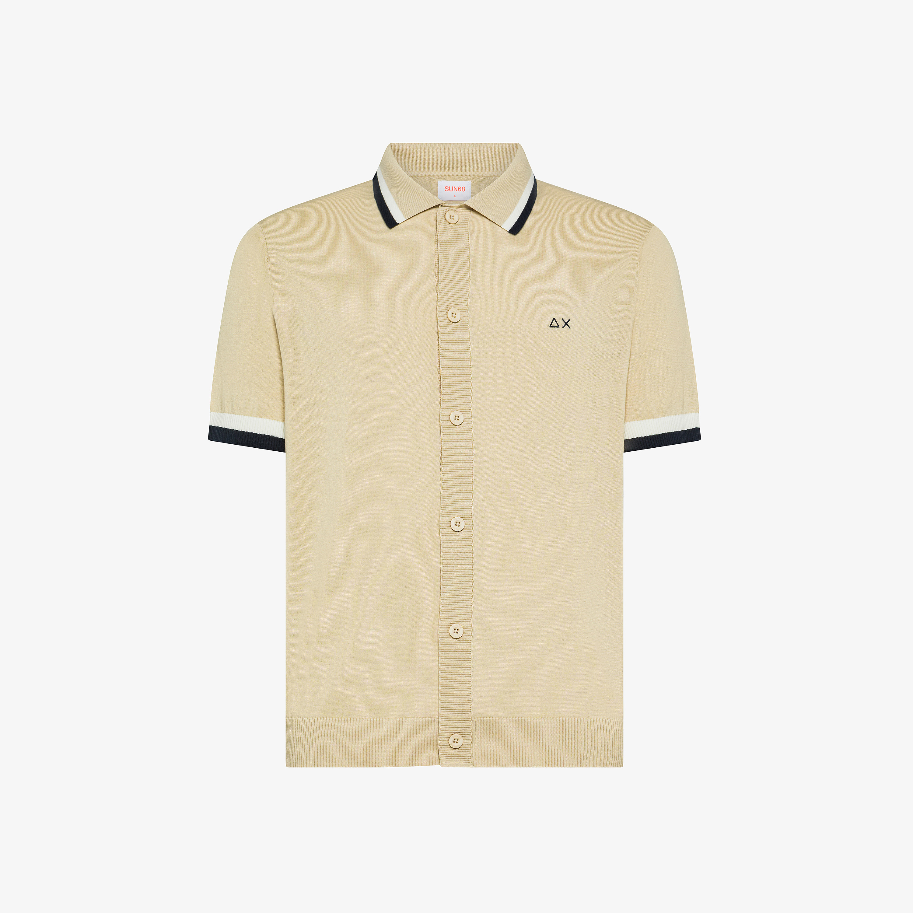 Camicia in maglia di cotone beige