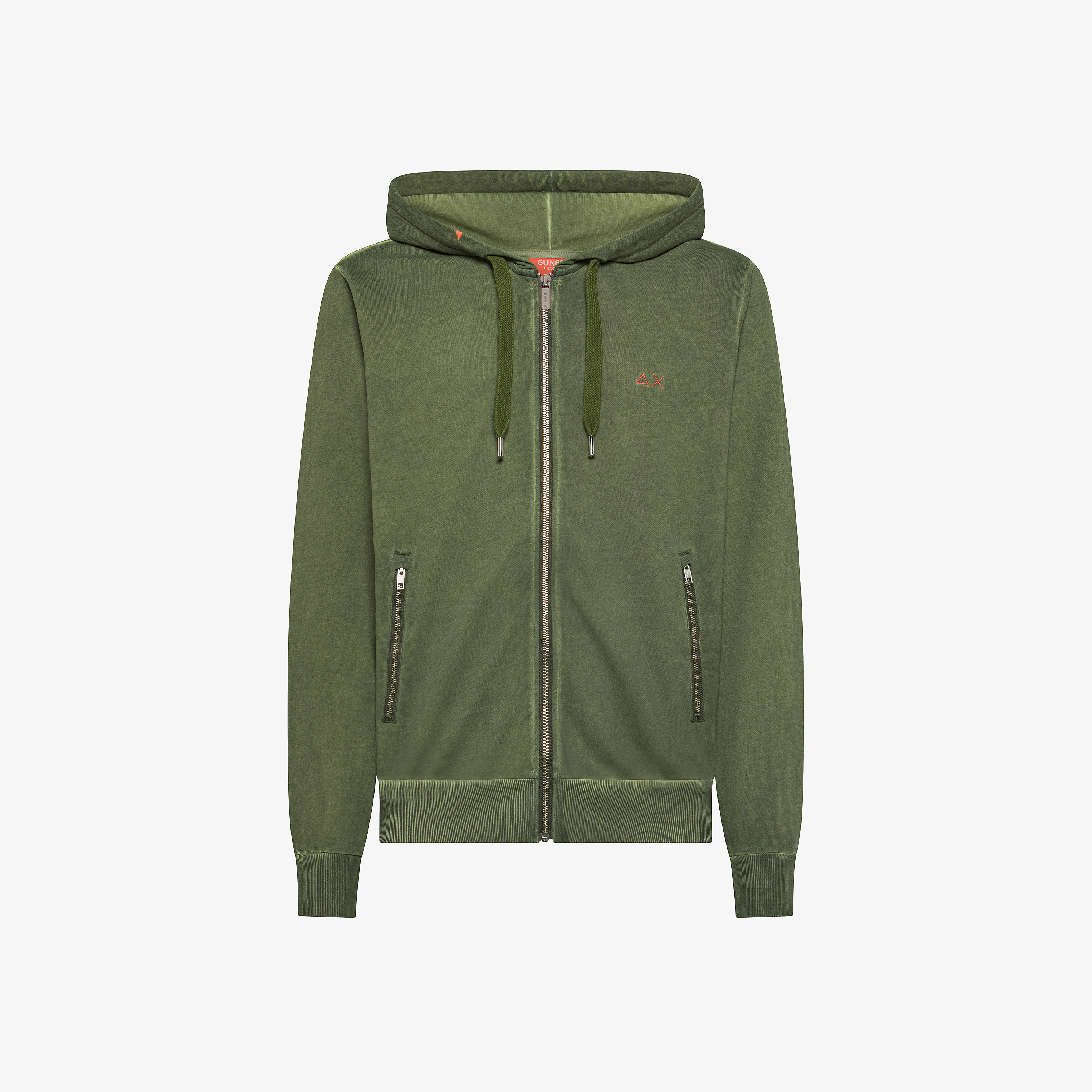 Dark green cotton fleece zip hoodie