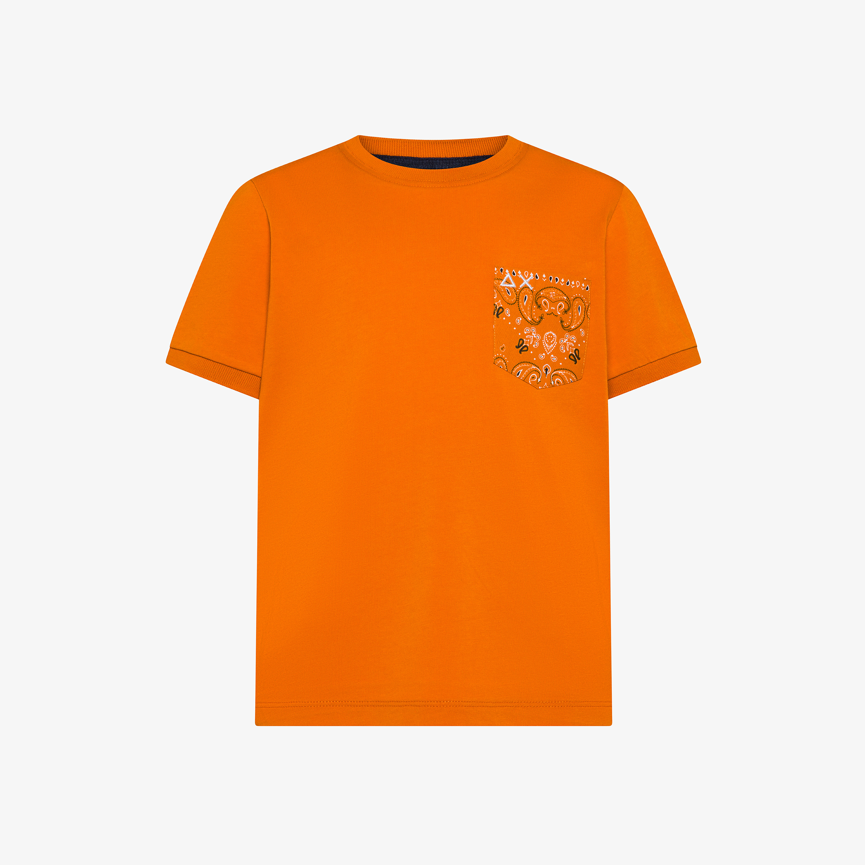 Rust red cotton jersey T-shirt with pocket