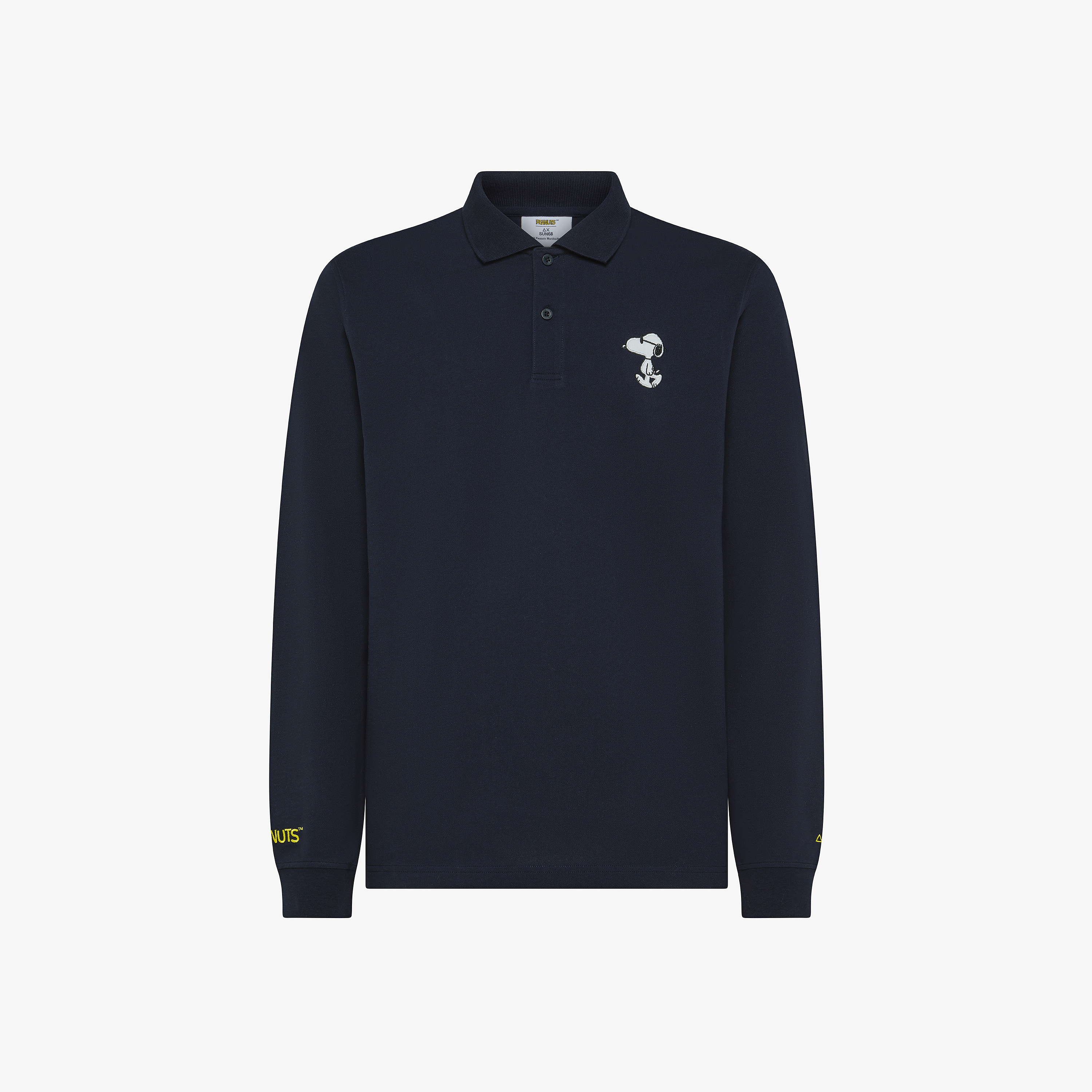 Polo Peanuts in piquet con maniche lunghe navy blue