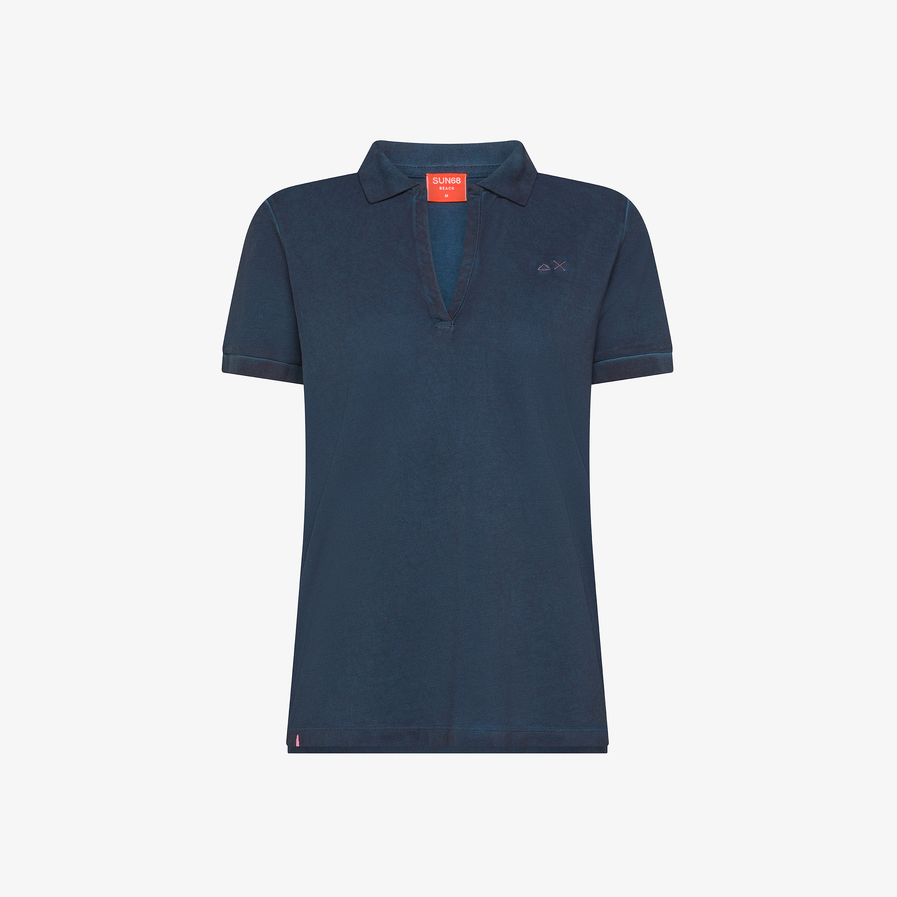 Navy blue cotton piqué polo shirt