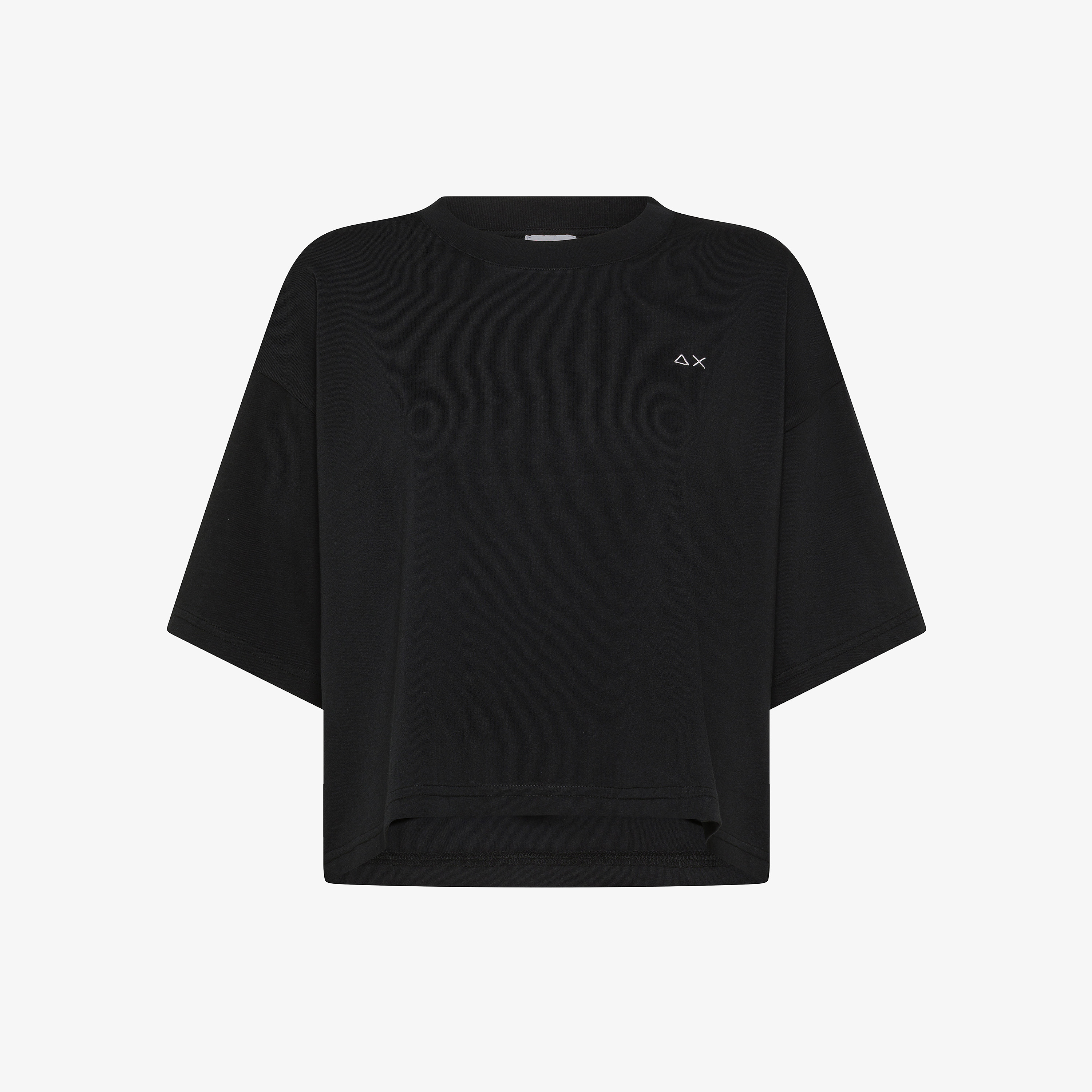 T-shirt cropped in jersey di cotone nero