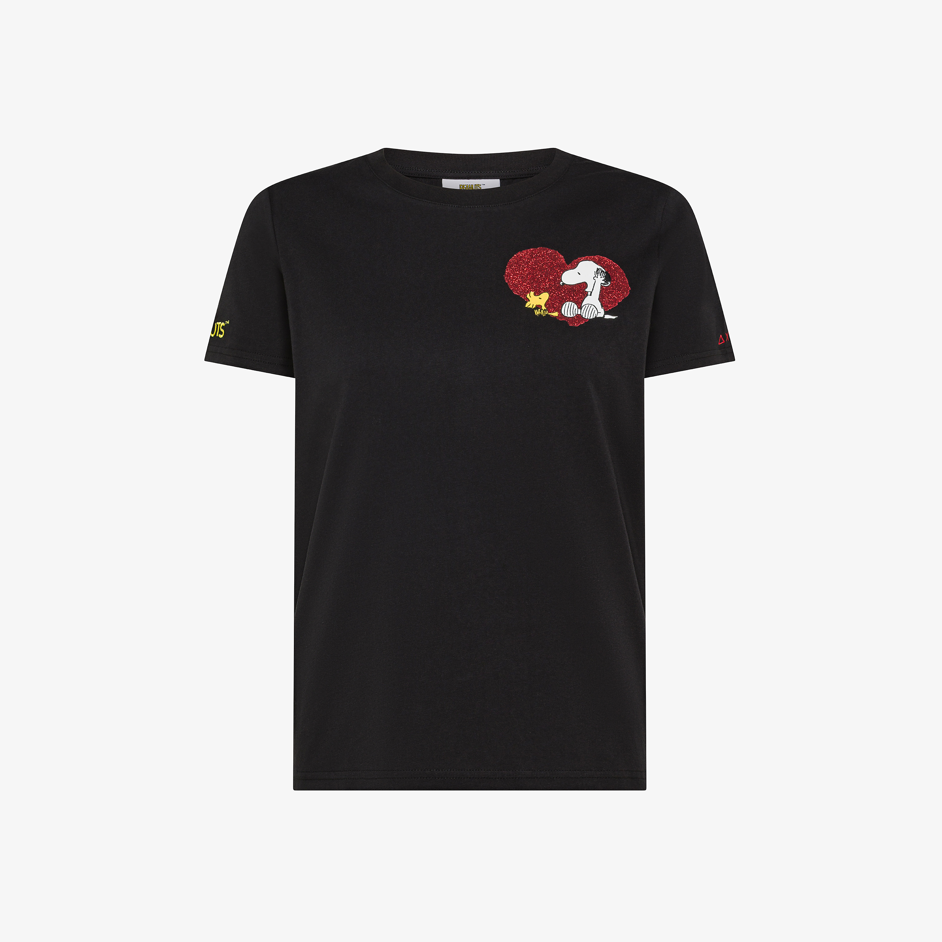 T-shirt girocollo Peanuts in jersey di cotone nero