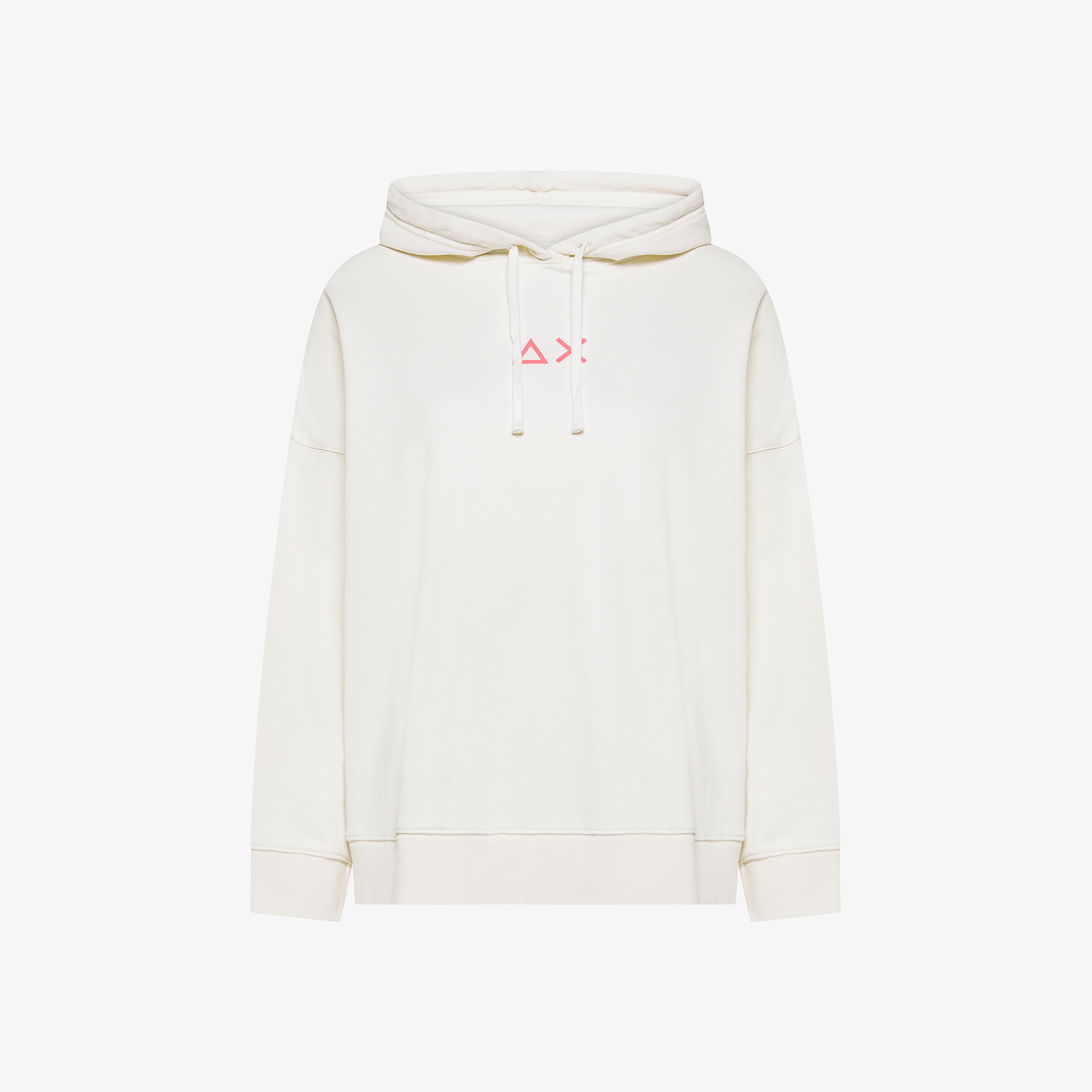 Felpa in cotone con logo e cappuccio bianco panna