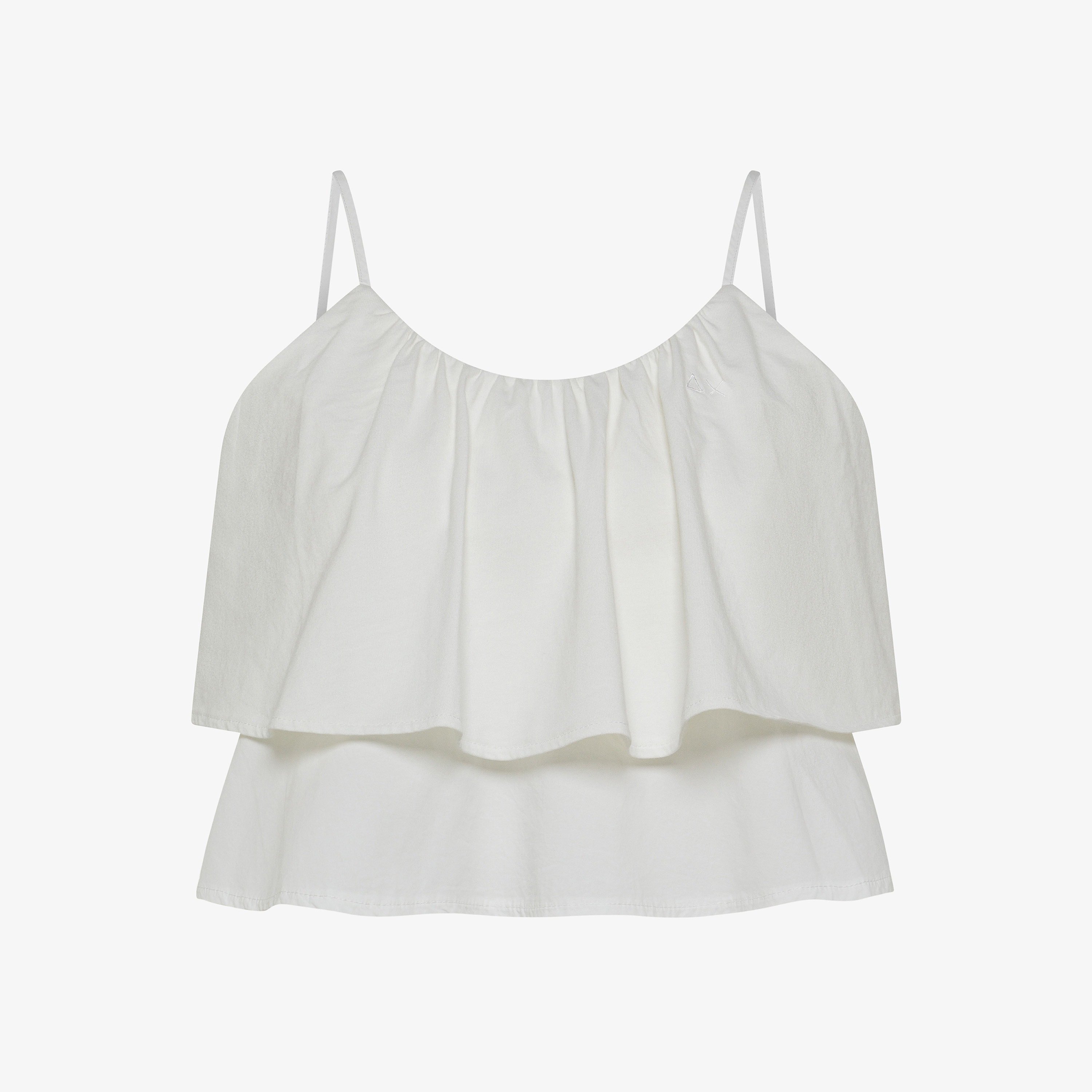Top in cotone bianco panna