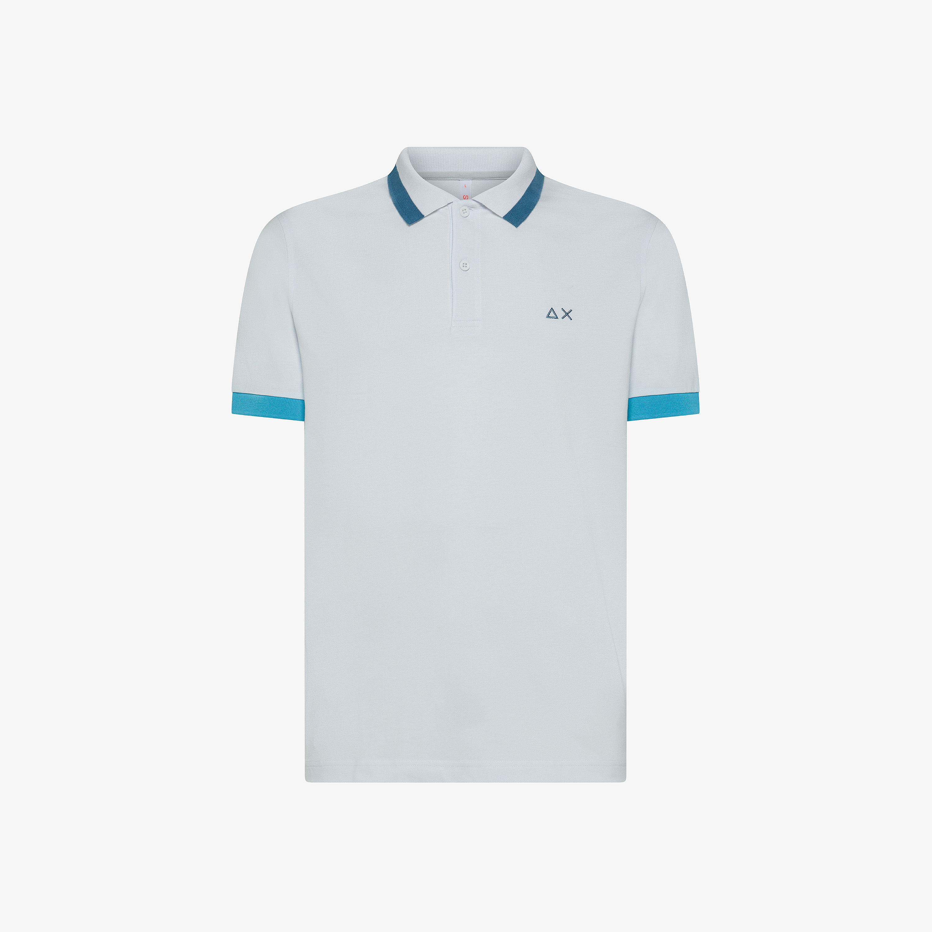 White polo shirt with contrast stripes
