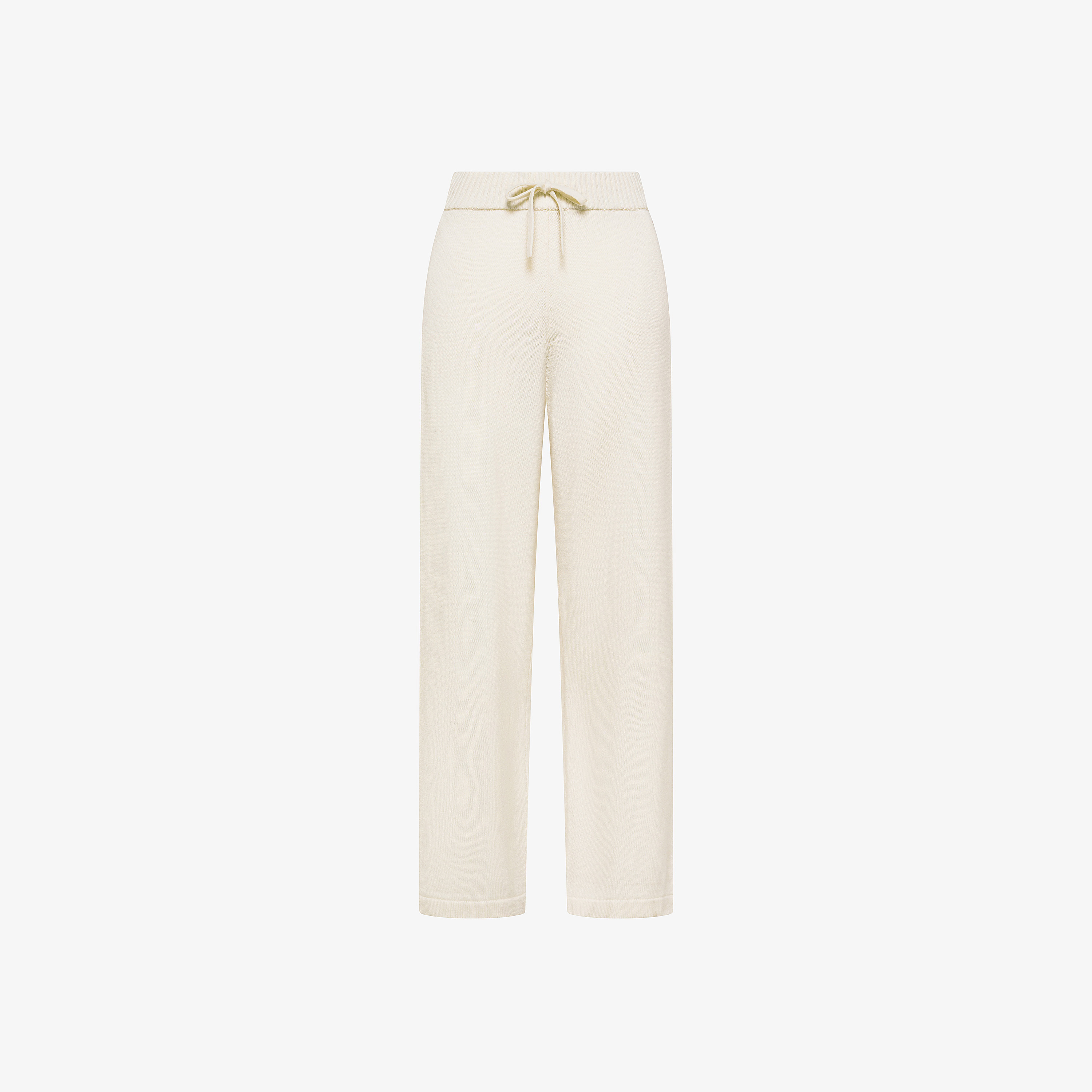 Pantaloni in lana e cashmere bianco panna