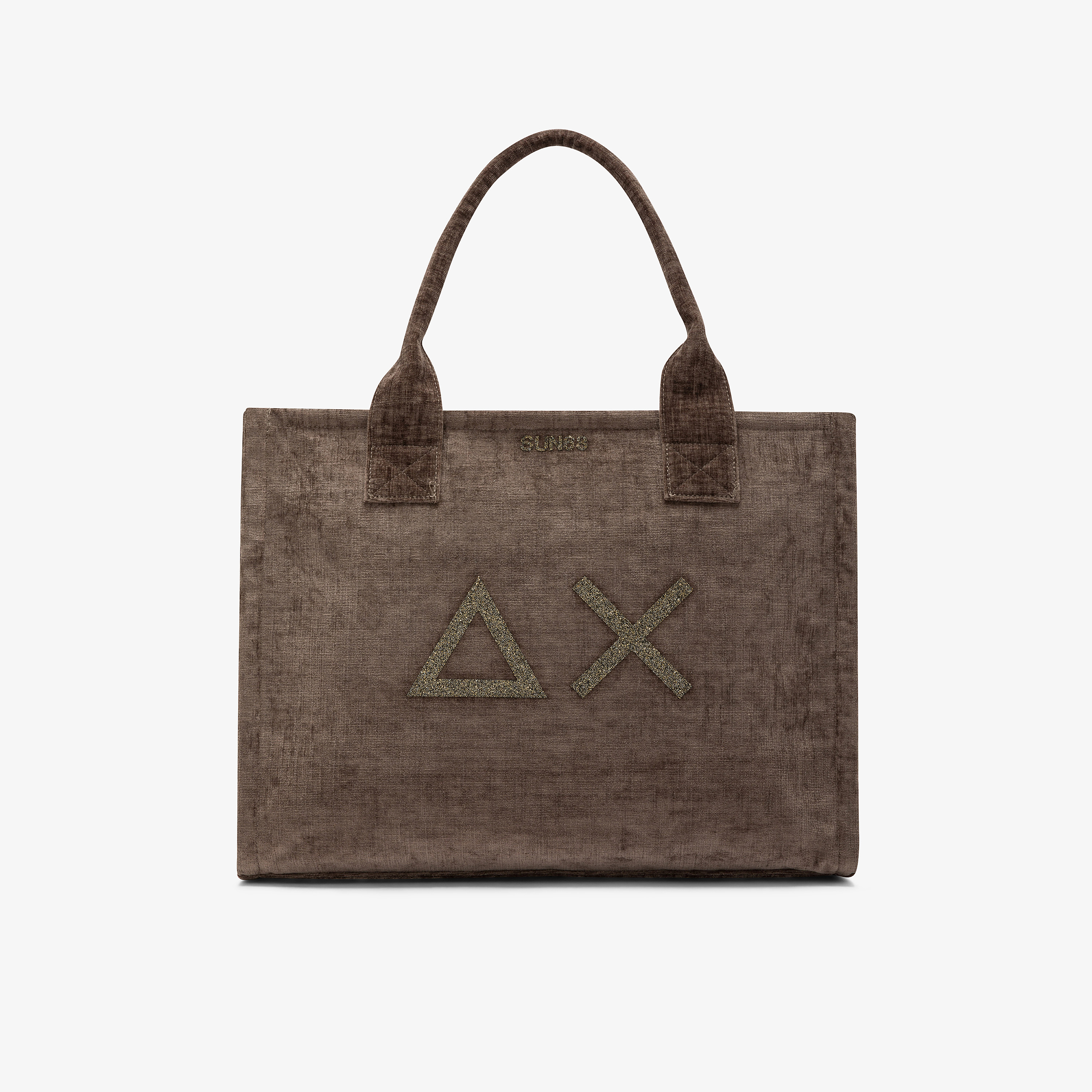 Shopping bag large Cali in velluto fango