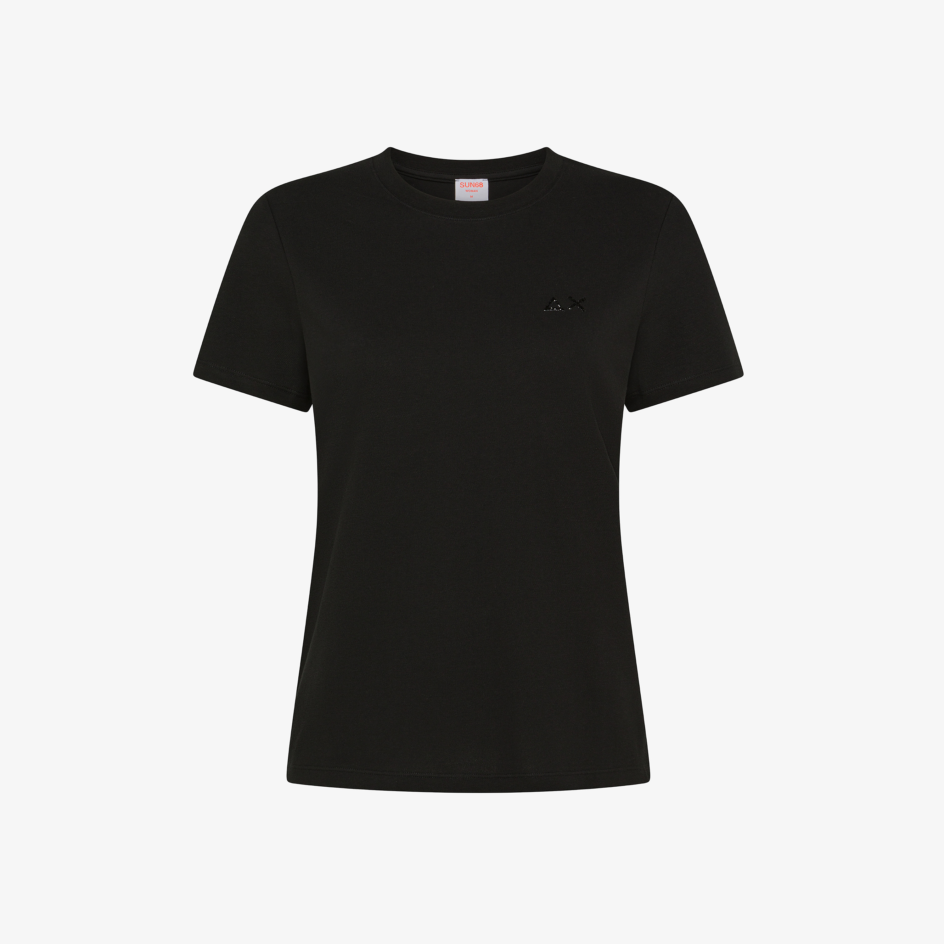 T-shirt in piquet di cotone nero
