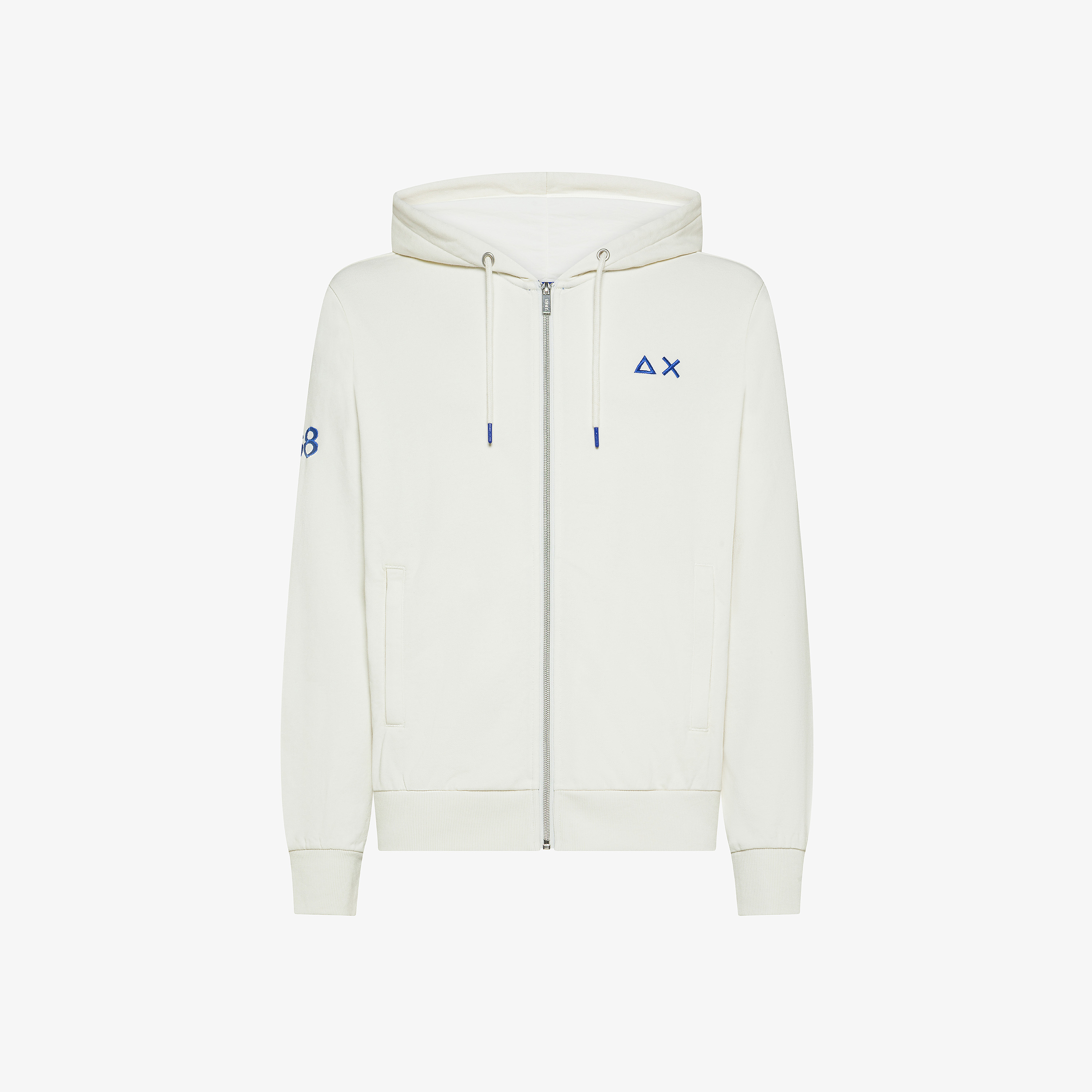 Off white cotton fleece zip hoodie