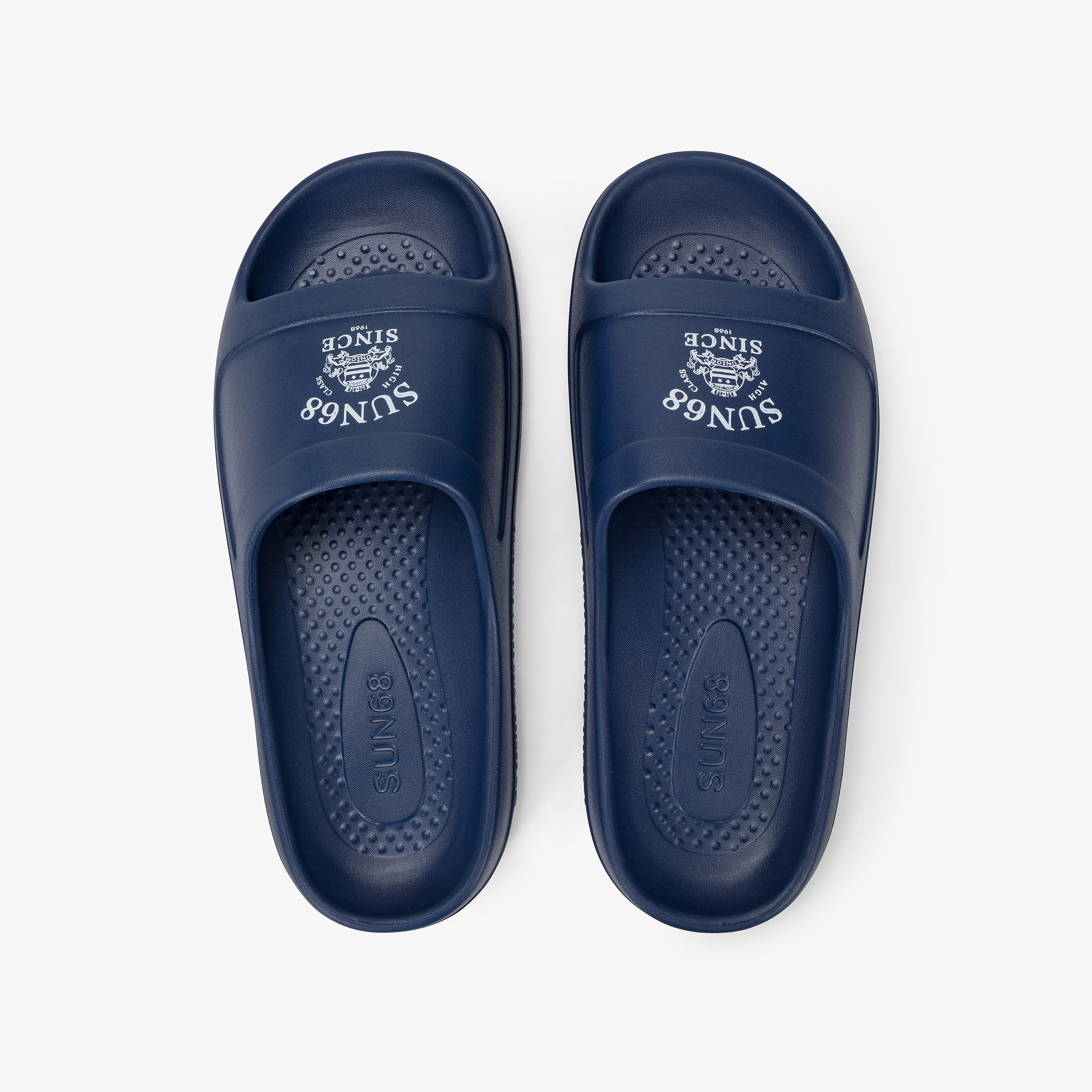 Ciabatte in PU blu navy/bianco