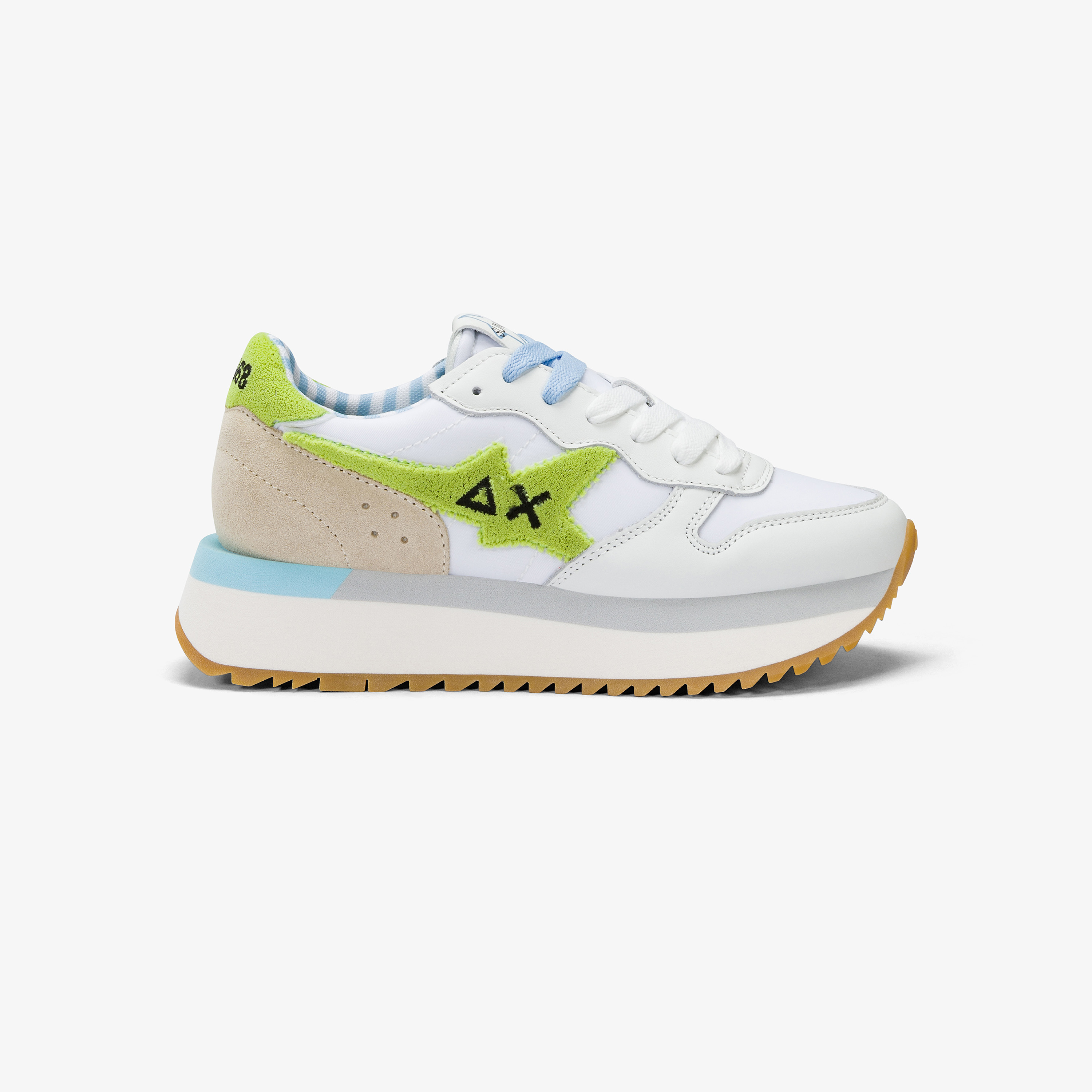 Sneaker Big Stargirl Sponge in pelle e nylon bianco e giallo lime