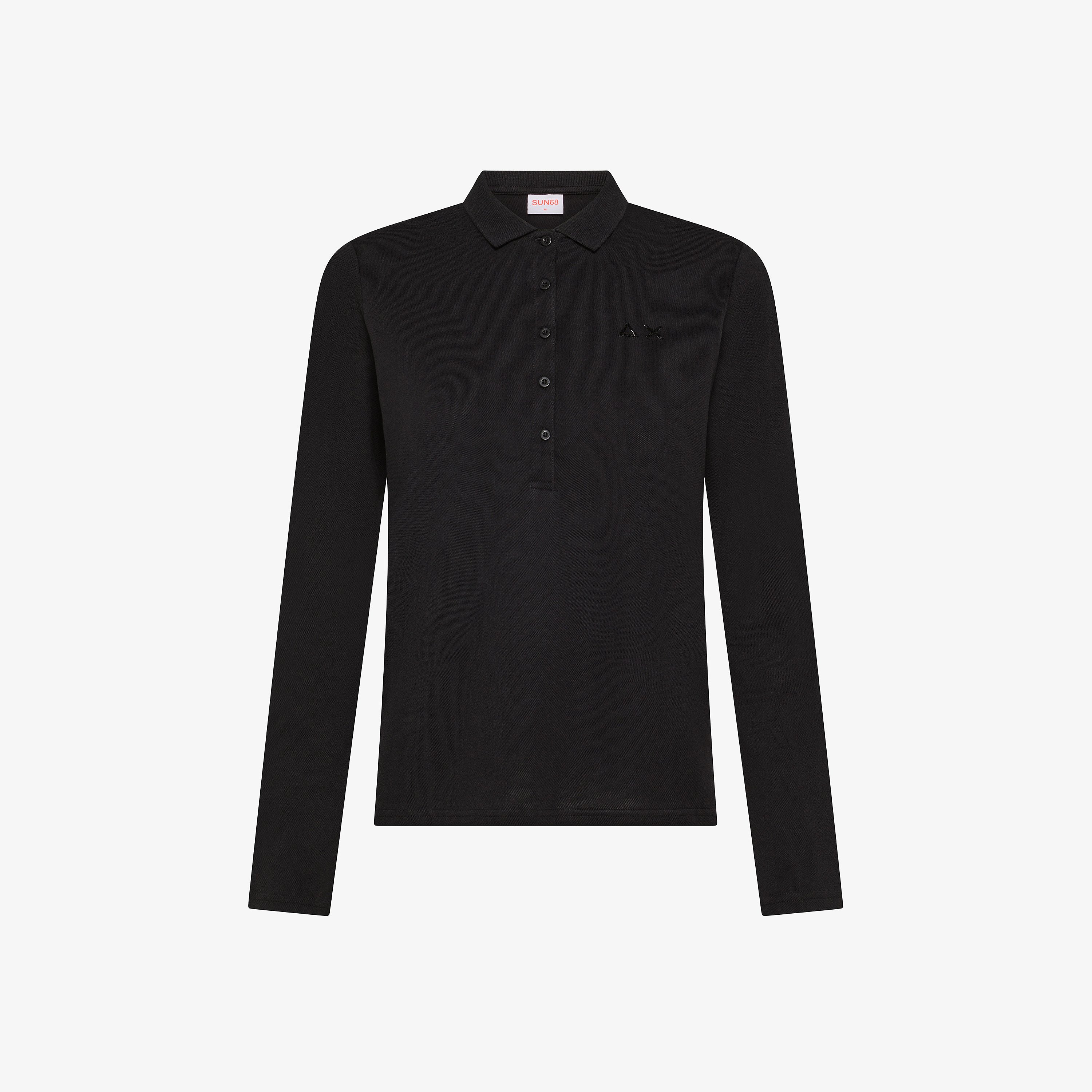 Polo slim in piquet di cotone nero