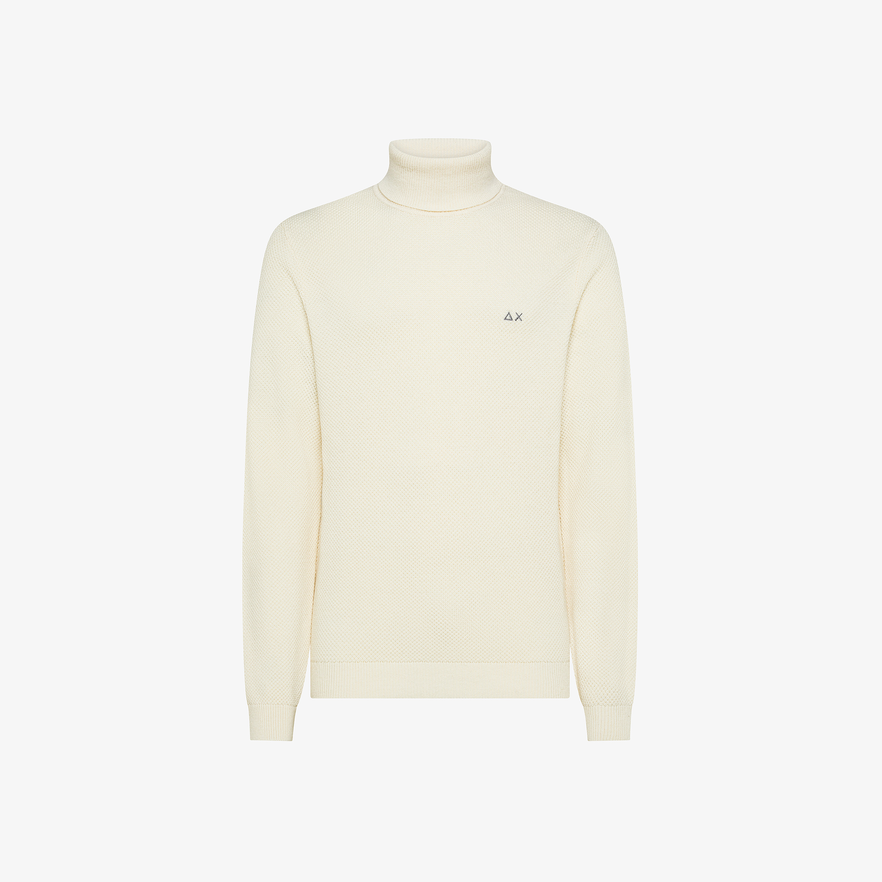 Off white wool and cotton turtleneck jumper