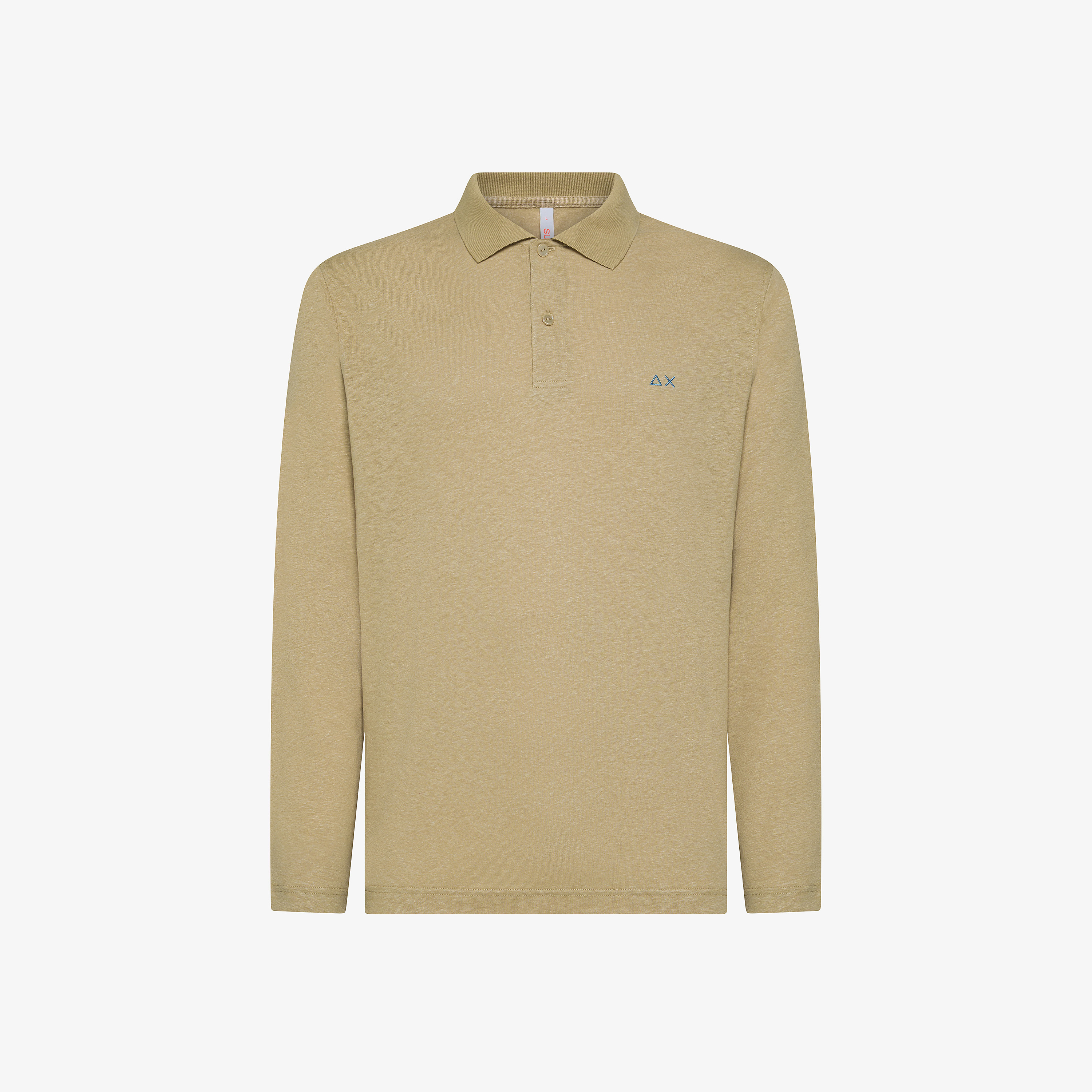 Sand linen and cotton polo shirt
