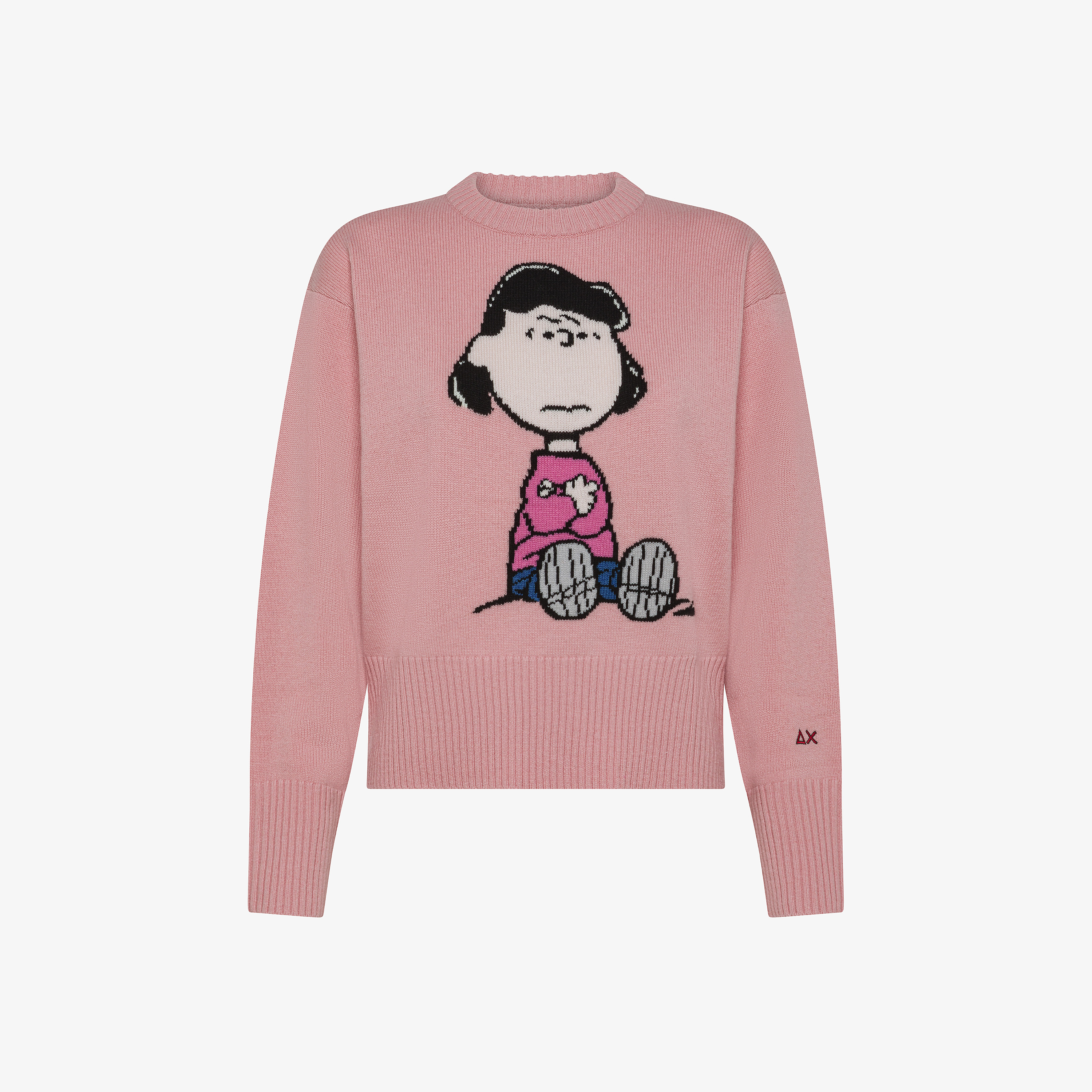 Maglia Peanuts in misto lana jacquard rosa scuro