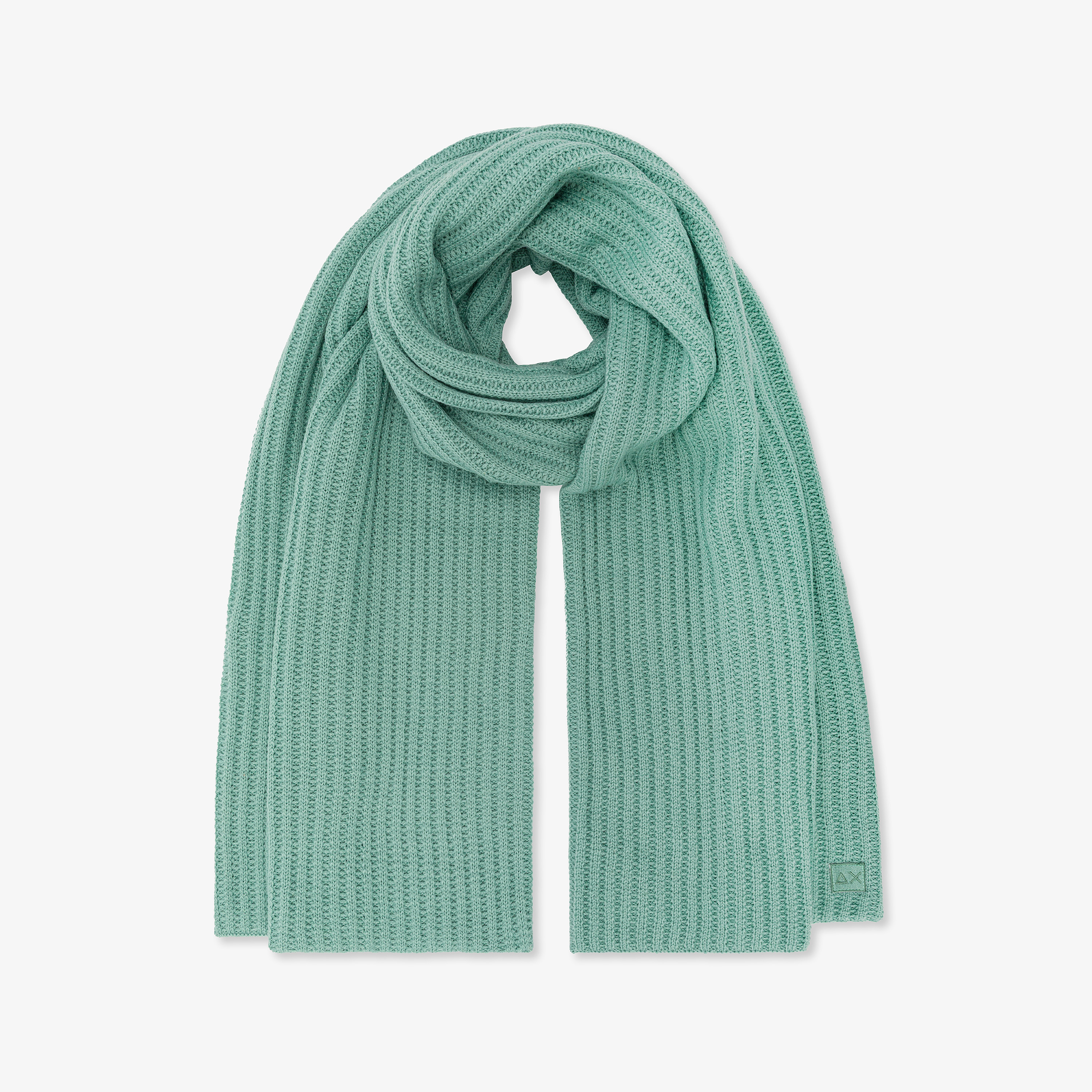 Sciarpa in misto lana a coste azzurro cenere