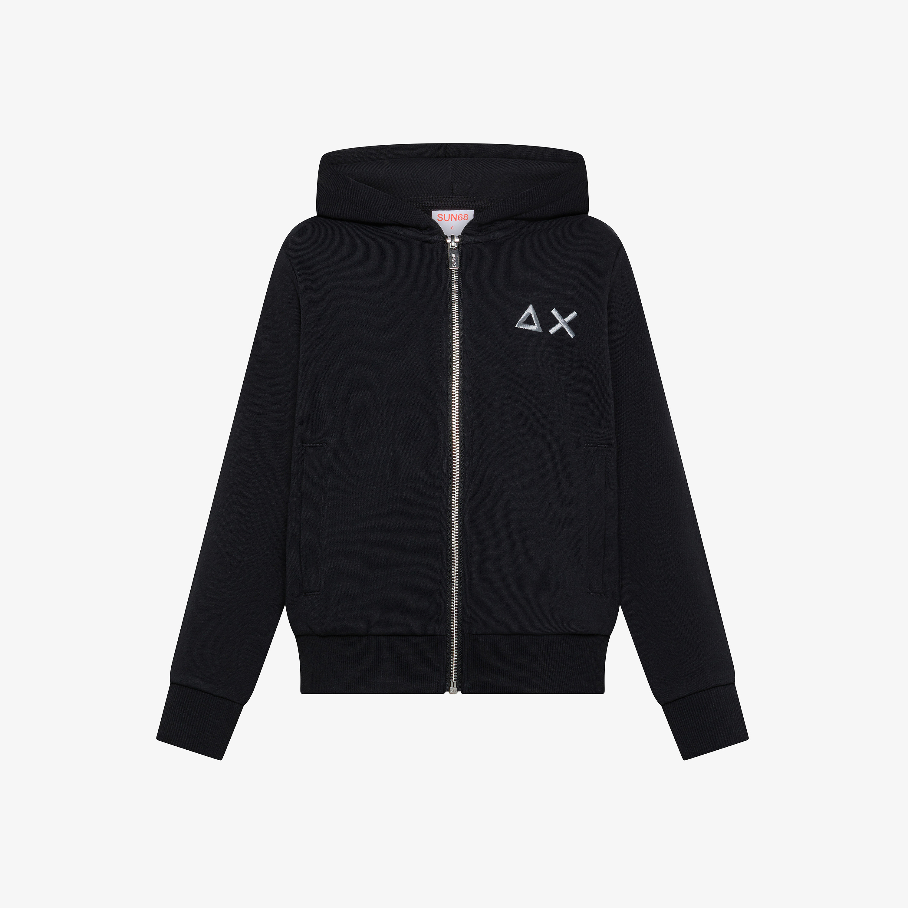 Felpa in cotone con zip nero