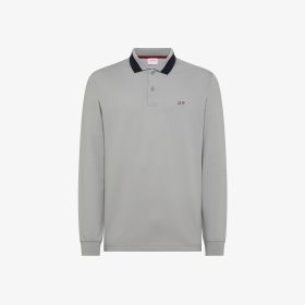 Polo in piquet con colletto a contrasto grigio medio