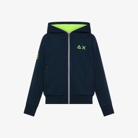 Navy blue cotton fleece zip hoodie