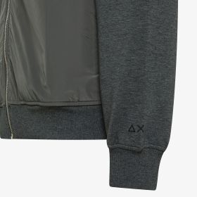 Dark grey cotton and nylon zip-up sweatshirt