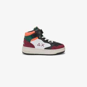 Bordeaux Boy's Big Basket Evo Midi strap closure sneaker