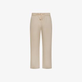 Stone grey cotton blend heavy poplin trousers