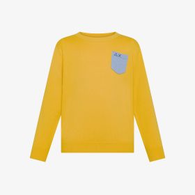 Maglia in cotone e lana con taschino giallo