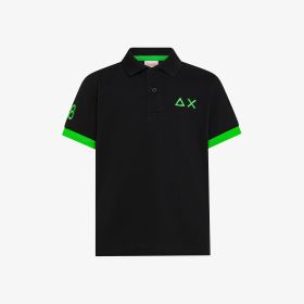 Polo con maxi logo in cotone nero