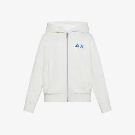 Off white cotton fleece zip hoodie