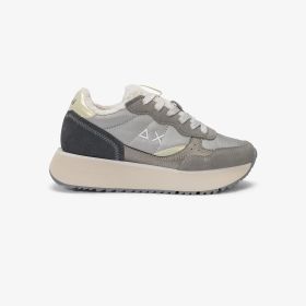 Medium grey Big Ally Teddy nylon and suede sneaker