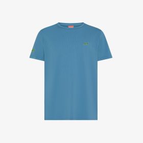T-shirt in jersey di cotone blu avio