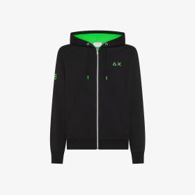 Felpa in cotone con cappuccio e zip nero