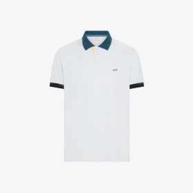 Polo con colletto a contrasto in cotone bianco