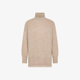 Camel wool and alpaca turtleneck jumper