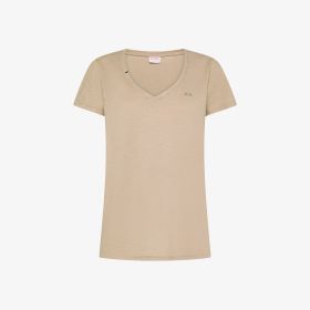 T-shirt a maniche corte in jersey di lino grigio stone