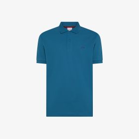 Polo in piquet di cotone stretch avio scuro