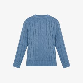 Maglia in cotone a trecce blu avio