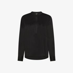 Blusa in cotone con taschino nero
