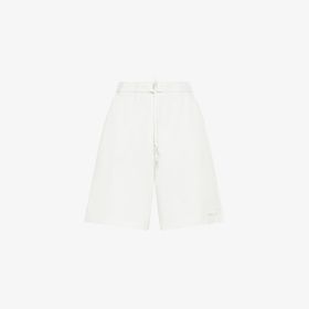 Shorts in felpa di cotone bianco panna