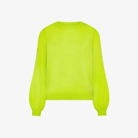 Maglia girocollo in lana e alpaca verde lime