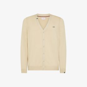 Cardigan in maglia di cotone beige