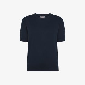 T-shirt in maglia di cotone blu navy