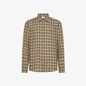 Brown/ink black checked linen shirt