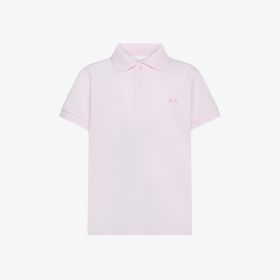 Pink short-sleeved cotton polo