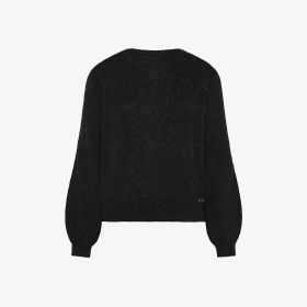 Maglia girocollo in lana e alpaca nero