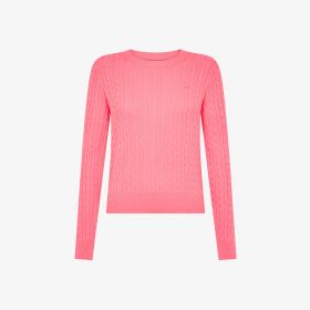 Maglione in lana e cashmere a trecce geranio fluo