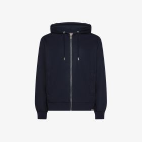 Felpa in lana e cotone con cappuccio navy blue
