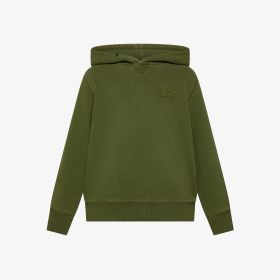Felpa in cotone effetto vintage con cappuccio verde militare