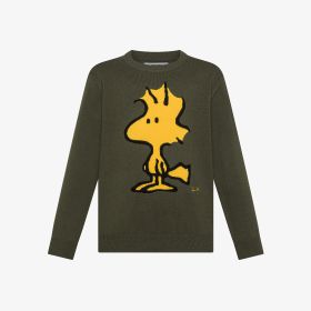 Maglia girocollo Peanuts in misto lana militare scuro